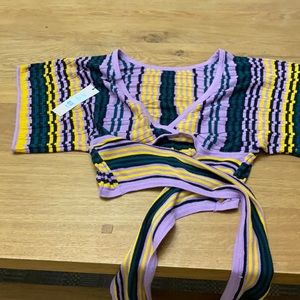 BCBGeneration reversible crochet multi color top